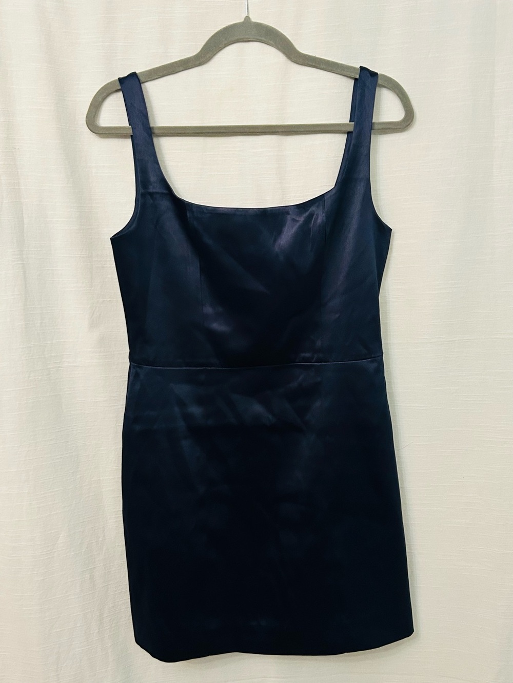 Navy Satin NWT Square Neck Mini Dress
